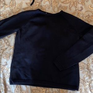 Black cotton crew neck sweater.